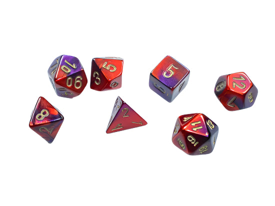 Chessex Mini Hedral 7 Die Set Gemini Purple/Red/Gold