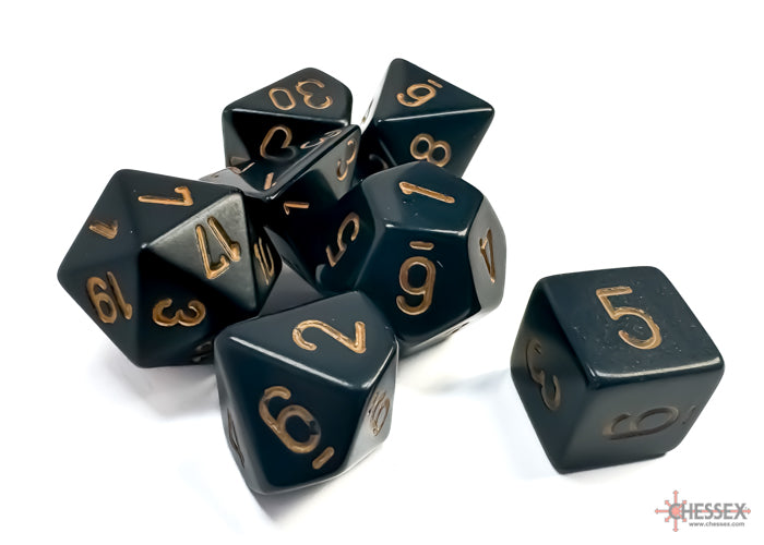 Chessex Polyhedral 7 Die Set Opaque Black/Gold