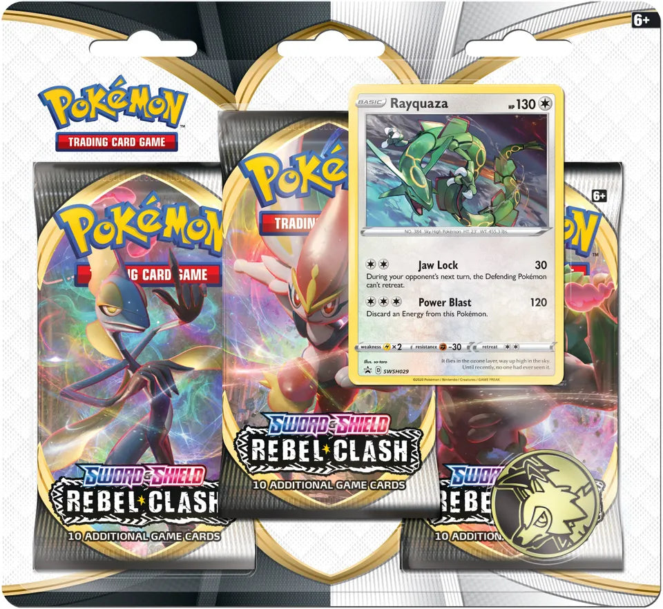 Pokemon - Sword and Shield - Rebel Clash - 3 Pack Blister - Rayquaza