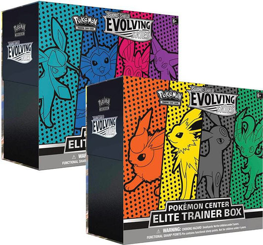 Pokemon - Sword and Shield - Evolving Skies - Pokemon Center Exclusive - ETB - Elite Trainer Box (Pair)