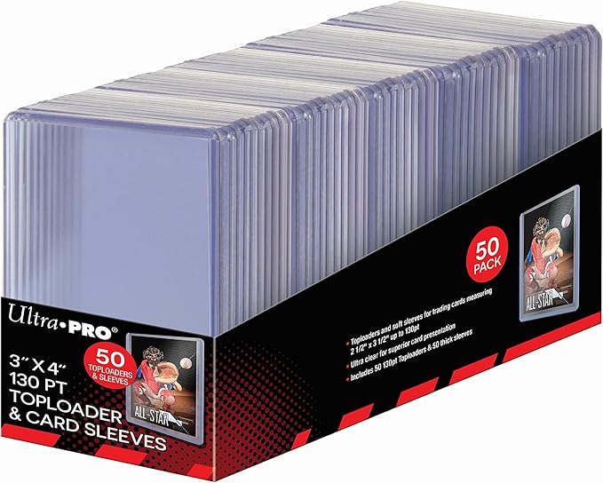 Ultra Pro - Toploaders w/ Extra Pack of Sleeves 50 Pack 130Pt