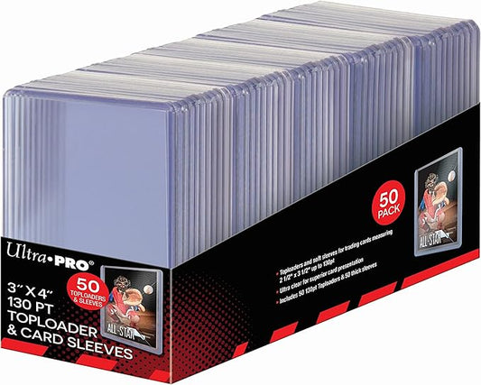 Ultra Pro - Toploaders w/ Extra Pack of Sleeves 50 Pack 130Pt