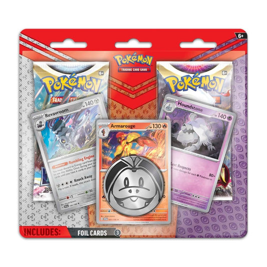 Pokemon - Armarouge, Revaroom, and Houndstone - 2 pack - Blister Pack with Coin