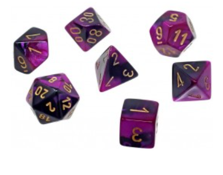 Chessex Mini Hedral 7 Die Set Gemini Black/Purple/Gold
