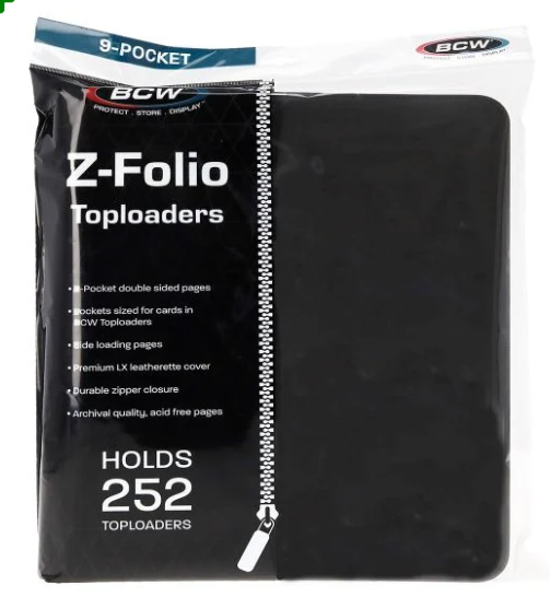 BCW - Z Folio 9 Pocket LX Album - Toploader Binder - Black