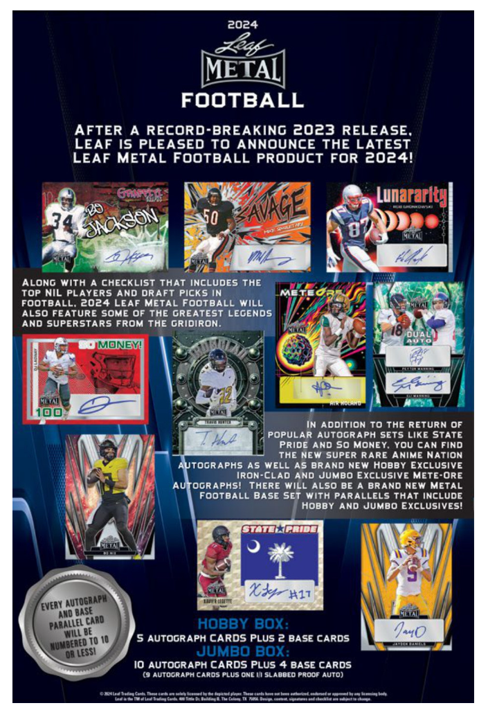 2024 LEAF METAL FOOTBALL HOBBY BOX