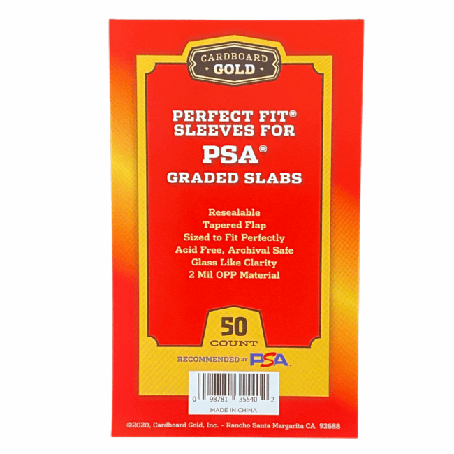 Cardboard Gold - Perfect Fit Sleeves for PSA Graded Slabs W/ PSA Logo - 50ct
