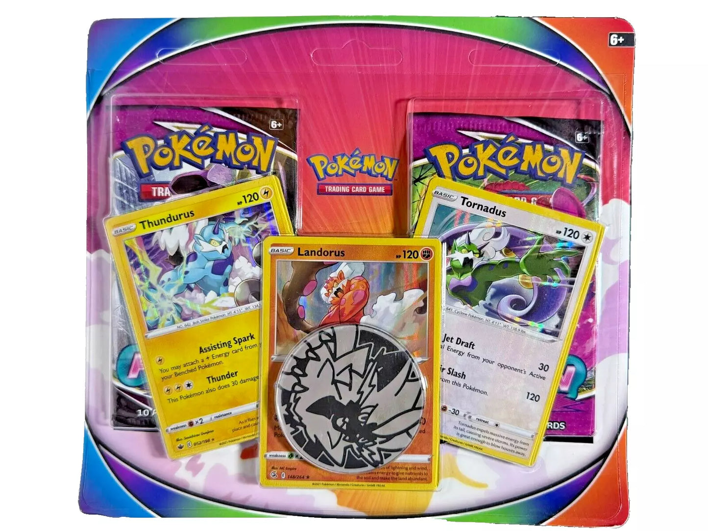 Pokemon - Thundurus Landorus and Tornadus Cards with 2 Booster Packs & Coin - Fusion Strike/Fusion Strike