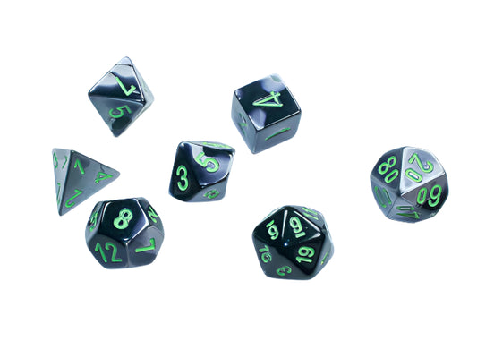 Chessex Mini Hedral 7 Die Set Gemini Black/Grey/Green