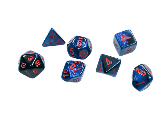 Chessex Mini Hedral 7 Die Set Gemini Black/Starlight/Red