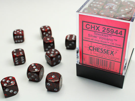 Chessex Speckled Silver Volcano 12mm D6 Dice Block (36 dice)