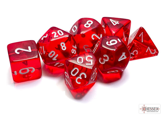 Chessex Polyhedral 7 Die Set Translucent Red/White