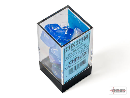 Chessex Polyhedral 7 Die Set Borealis Sky Blue/White