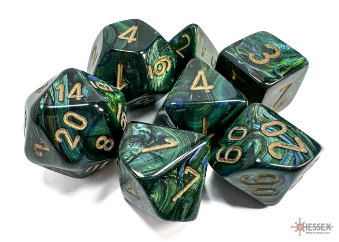 Chessex Polyhedral 7 Die Set Scarab Jade/Gold