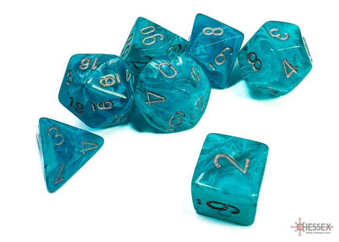 Chessex Polyhedral 7 Die Set Cirrus Aqua/Silver