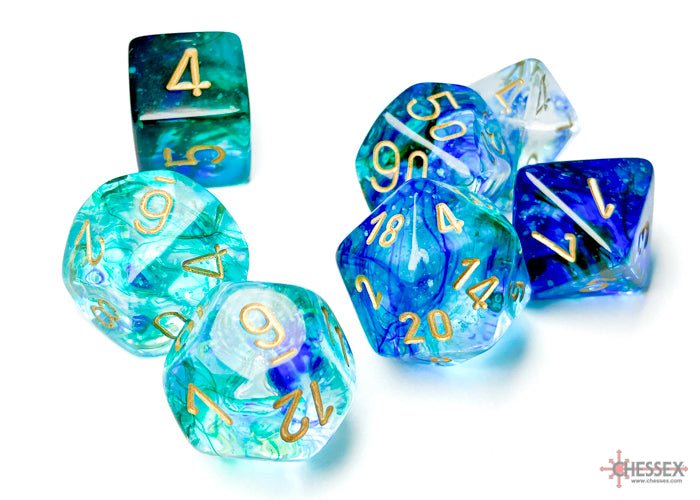 Chessex Polyhedral 7 Die Set Nebula Oceanic/Gold