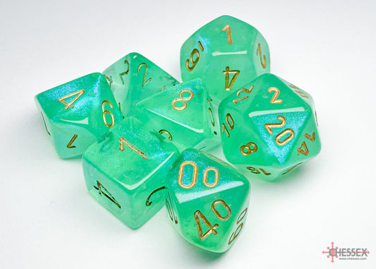 Chessex Polyhedral 7 Die Set Borealis Light Green/Gold