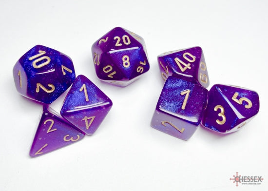 Chessex Polyhedral 7 Die Set Borealis Royal Purple/Gold