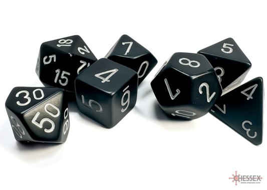 Chessex Polyhedral 7 Die Set Opaque Black/White