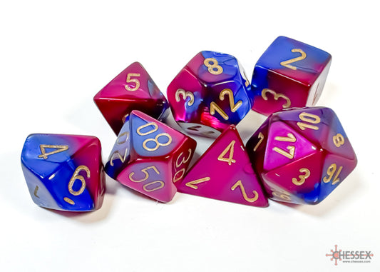 Chessex Polyhedral 7 Die Set Gemini Blue/Purple/Gold