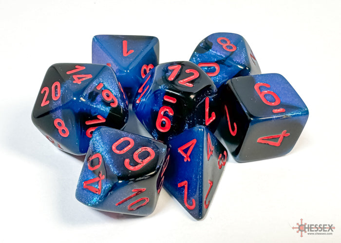 Chessex Polyhedral 7 Die Set Gemini Black/Starlight/Red