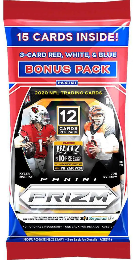 2020 NFL Panini Prizm Football Cello Pack (Red White Blue)