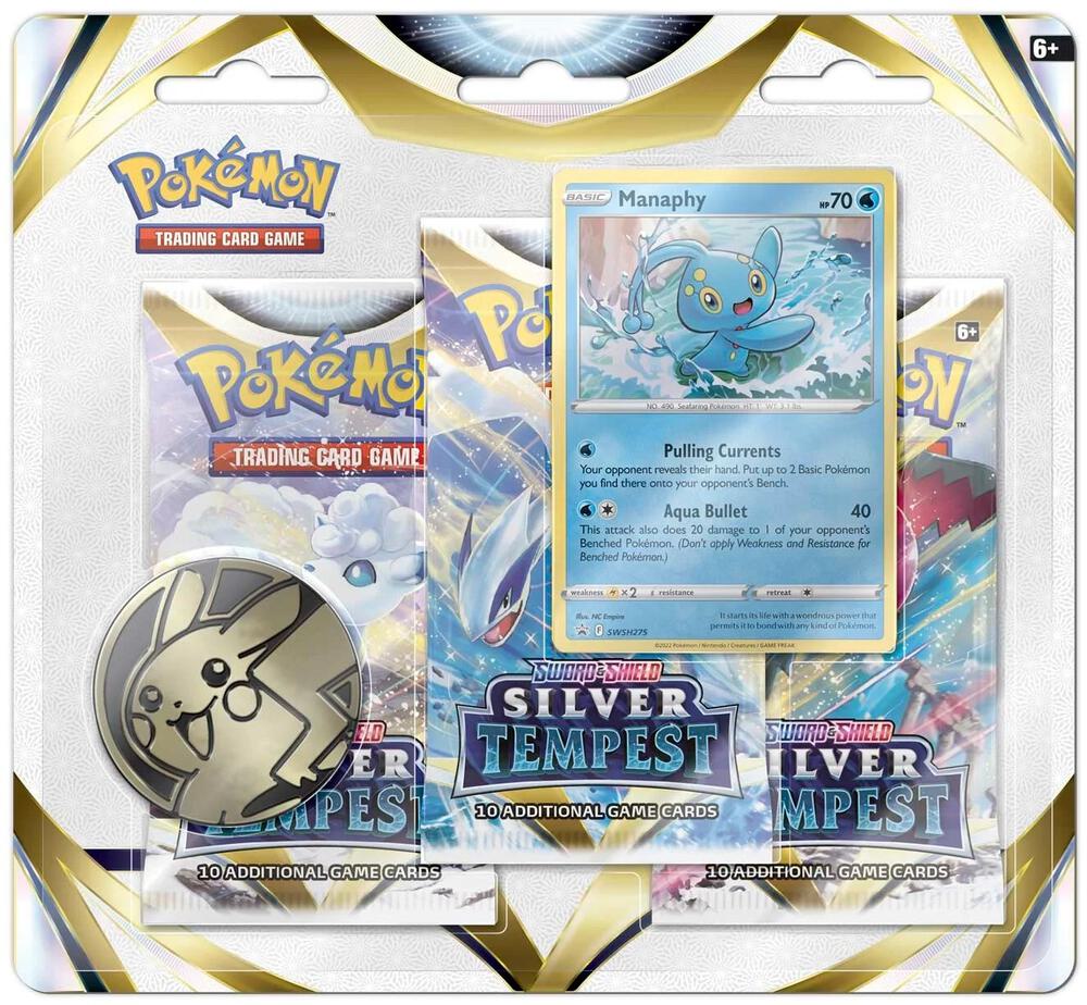 Pokemon - Sword and Shield - Silver Tempest - 3 Pack Blister - Manaphy