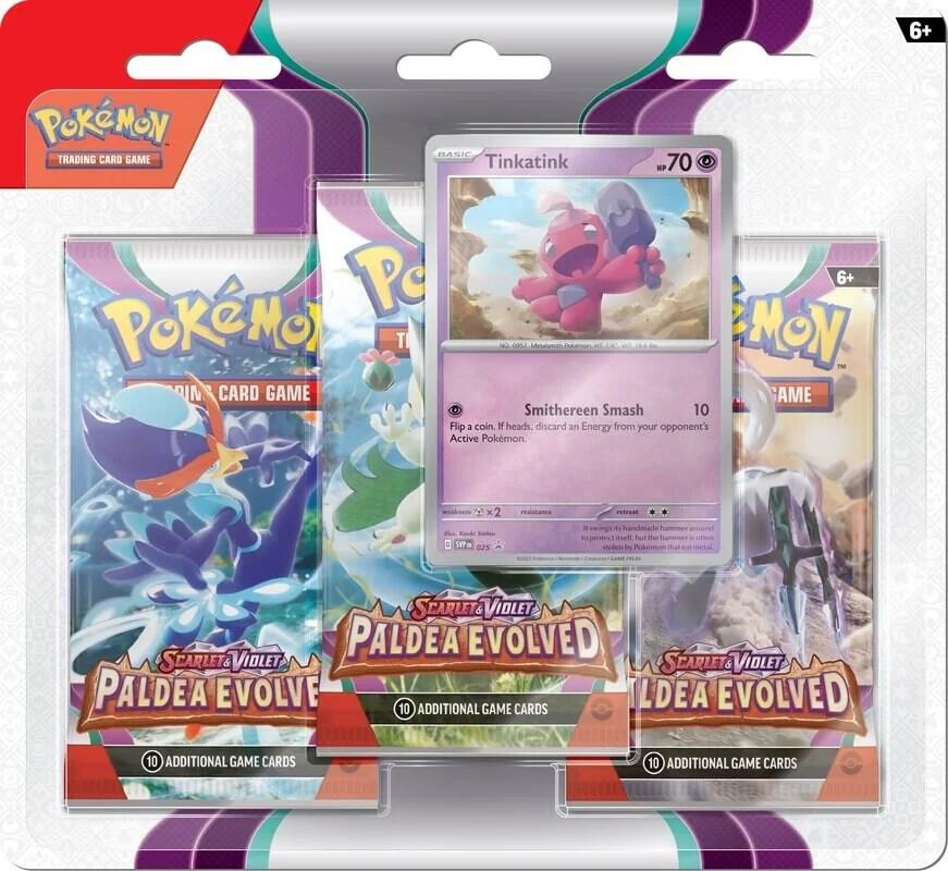 Pokemon - Scarlet and Violet - Paldea Evolved - Tinkatink - 3 Pack Blister