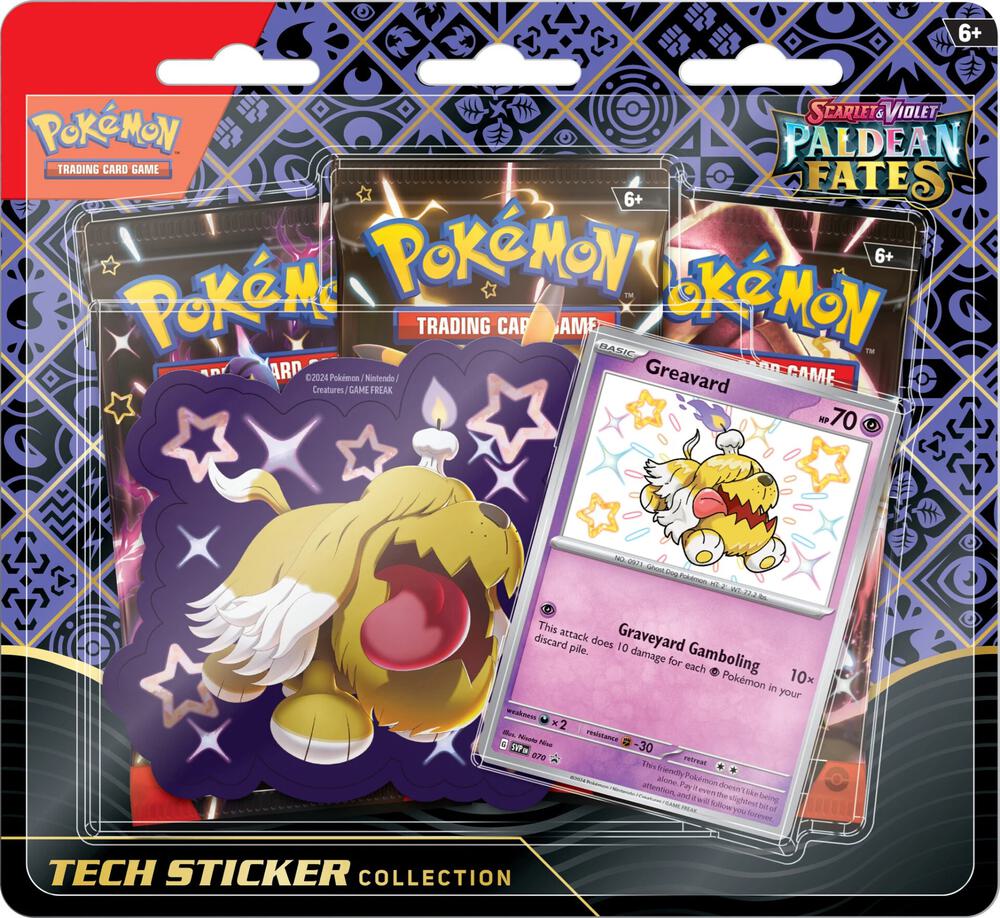 Pokemon - Scarlet and Violet - Paldean Fates - Tech Sticker Collection - 3 Pack Blister - Greavard