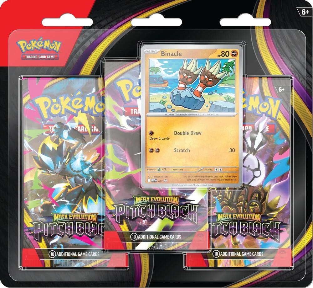 Pokemon - Mega Evolution - Pitch Black - ME05 - 3 Pack Blister - Binacle