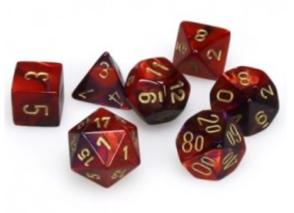 Chessex Gemini Mini 7 Die Set Purple Red Gold