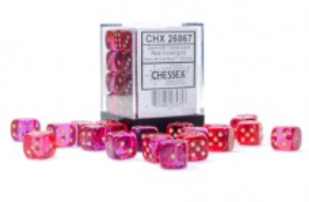 Chessex Gemini Translucent Red/Violet/Gold 12MM D6 Dice Block (36 Dice)