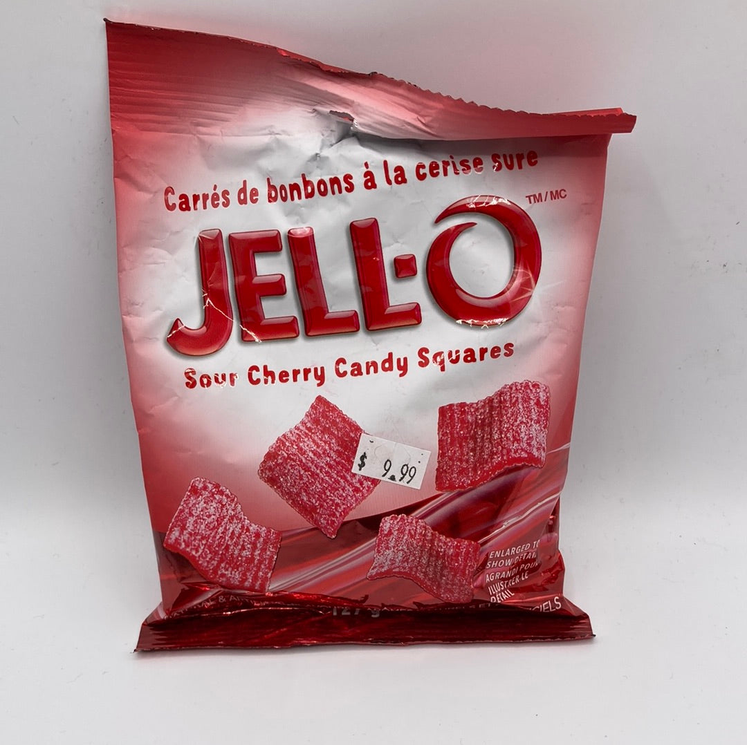 Sour Cherry Jell-O Candy Squares