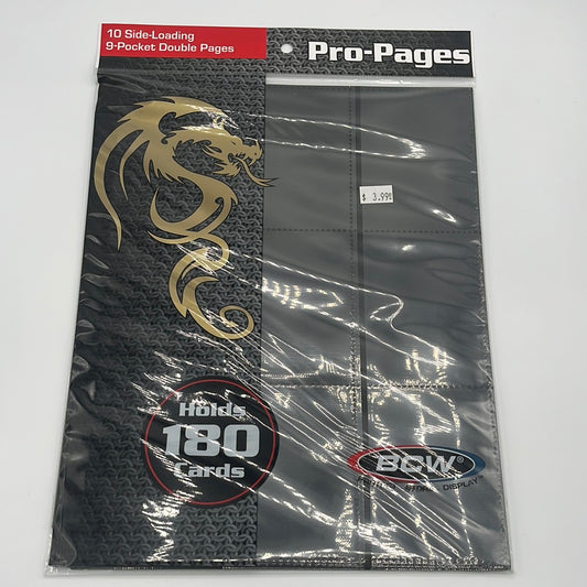 BCW-Pro Pages-10pk-9 Pocket Double Pages-Black