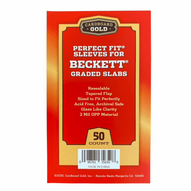 Cardboard Gold - Perfect Fit Sleeves for Beckett Graded Slabs - 50ct