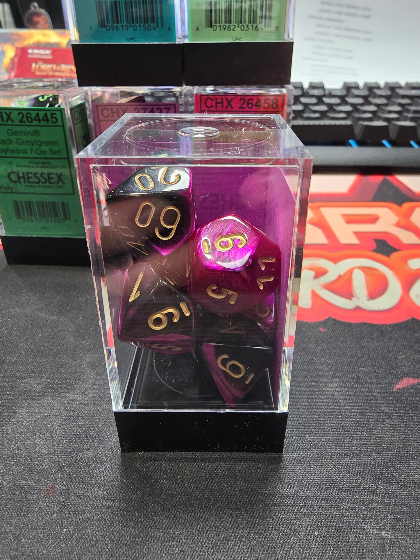 Chessex-Polyhedral 7-Die Set-Gemini-Black-Purple/Gold