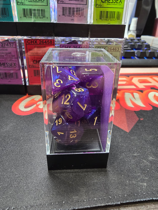 Chessex-Polyhedral 7-Die Set-Borealis-Royal Purple/Gold