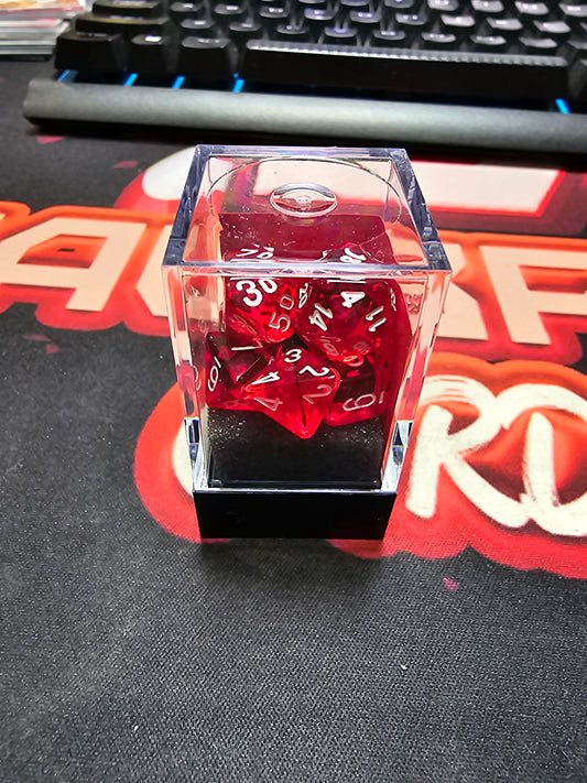 Chessex Mini Hedral 7 Die Set Translucent Red/White