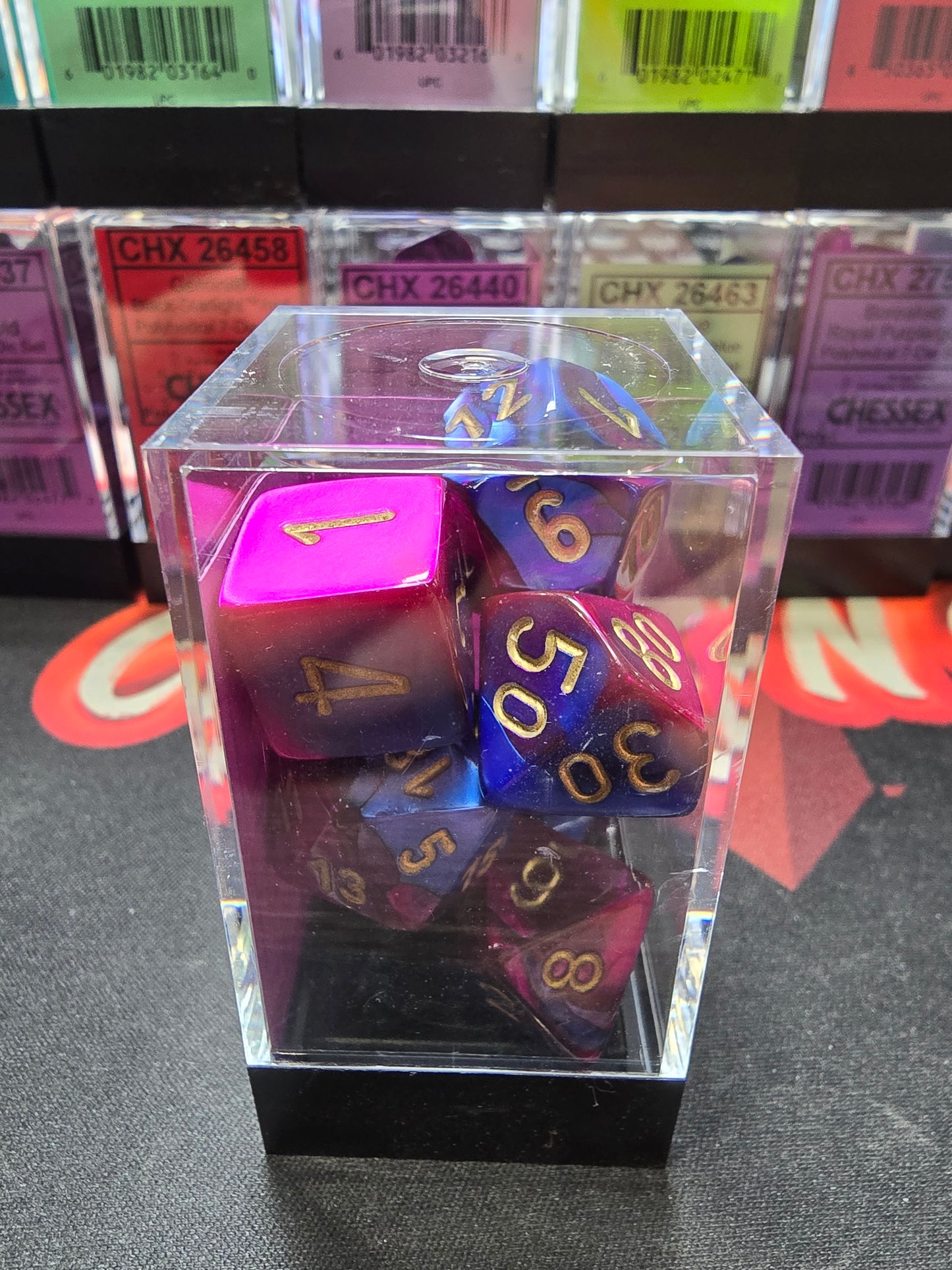 Chessex-Polyhedral 7-Die Set-Gemini-Blue-Purple/Gold