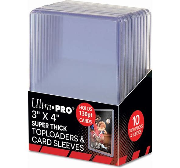 Ultra PRO 10 Count Super Thick 130 PT Toploaders & Card Sleeves Protector Bundle