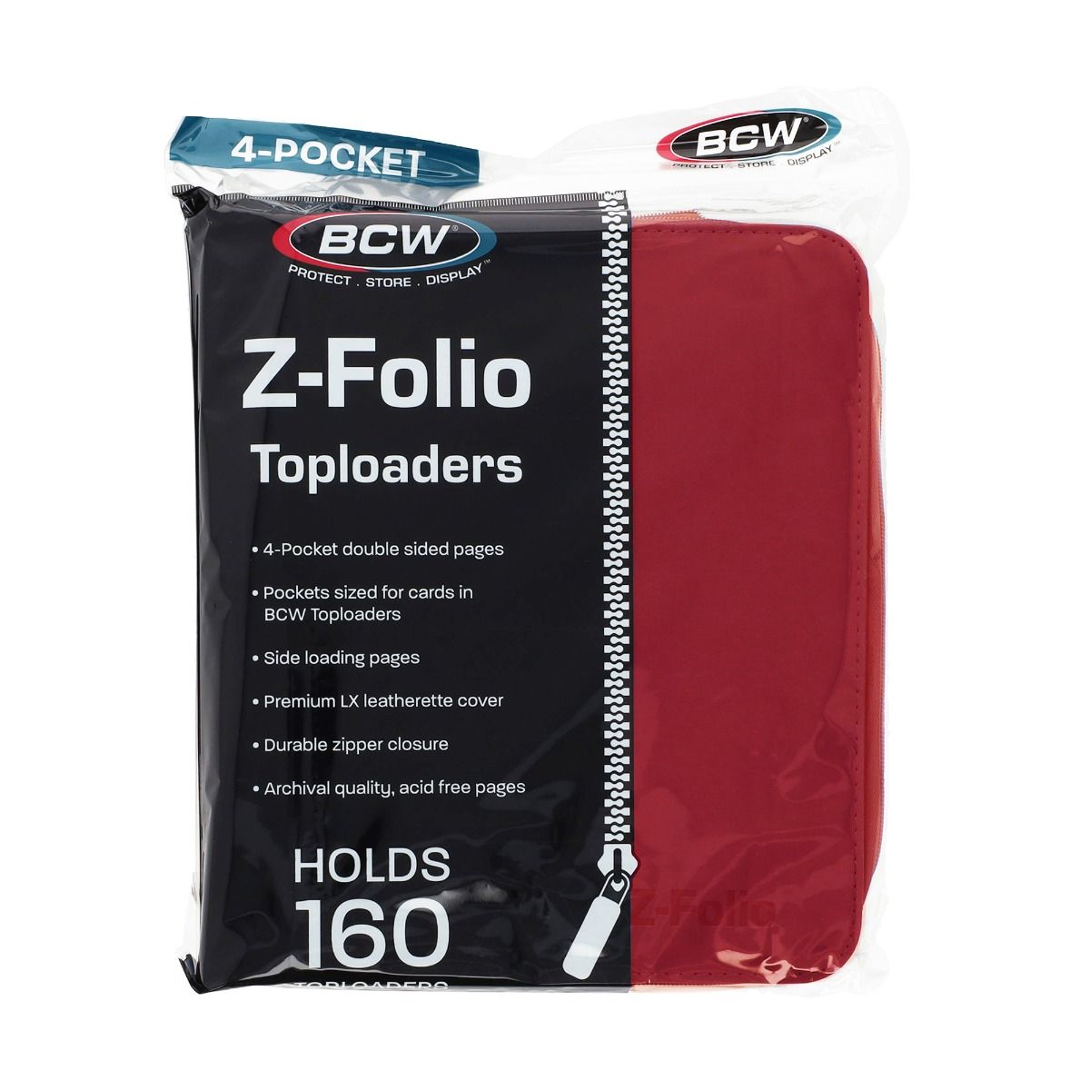 BCW - Z Folio 4 Pocket LX Album - Toploader Binder - Red